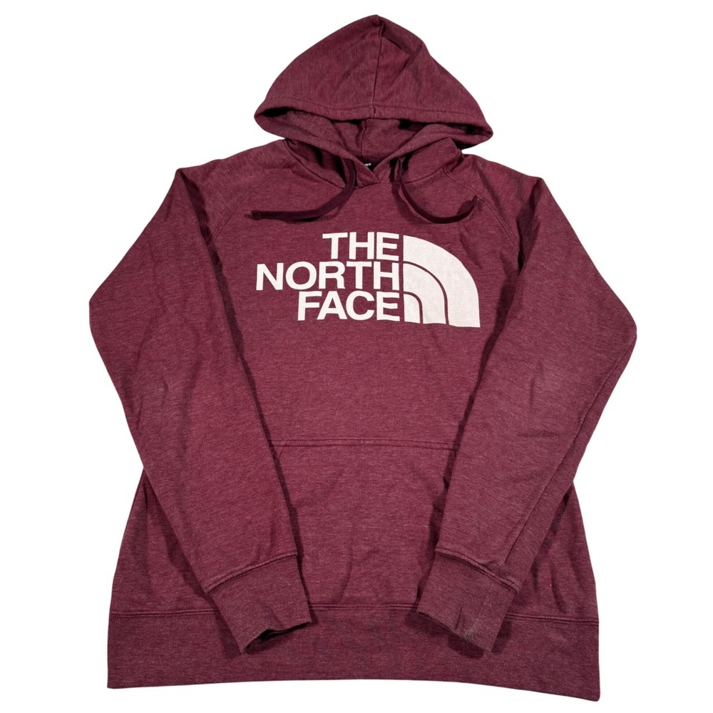 The North Face Hoodie Womens Small Burgundy Maroon Logo Pullover Sweatshirt